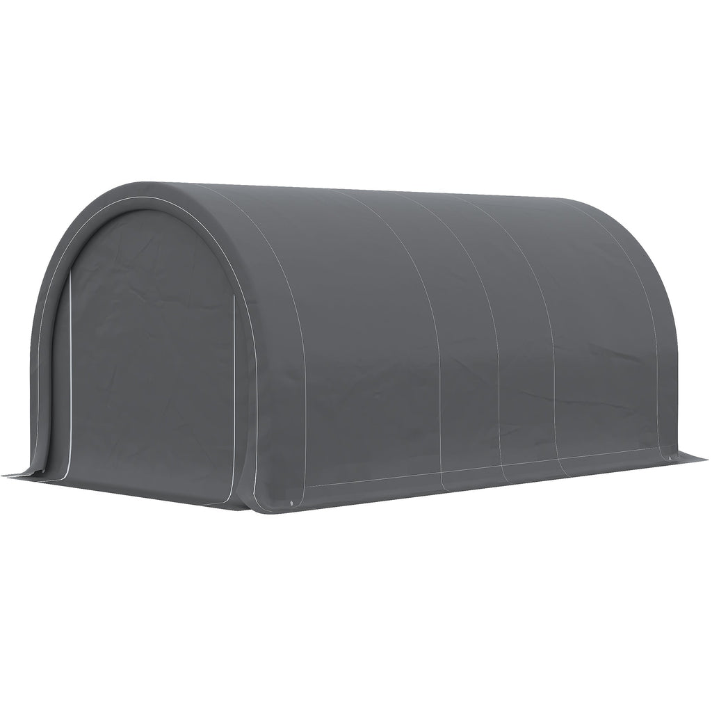 10' x 16' Heavy-Duty Portable Carport with Anti-UV Canopy & Large Zippered Door, Gray