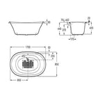 Eliptico White Free Standing Cast Iron Bath - 1700 x 850mm