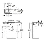 Meridian-N Compact Wall-Hung Basin 1 Tap Hole