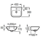 Nexo Wall Hung Cloakroom Basin 1 Tap Hole
