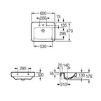 Senso 550mm Square Wall-Hung Basin 1 Tap Hole