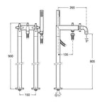 Loft Chrome Floor Standing Bath Shower Mixer Kit