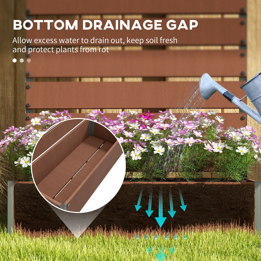 Raised Garden Bed with Trellis for Climbing Plants, Planter Box with Self Draining Gap, Freestanding Trellis Planter for Outdoor, Patio, Deck, 35.75" x 15" x 70.75", Light Brown