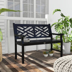 46" Outdoor Bench, 2 Seater Wooden Patio Loveseat with Slatted Frame and Armrests, Black