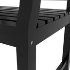 46" Outdoor Bench, 2 Seater Wooden Patio Loveseat with Slatted Frame and Armrests, Black