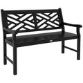 46" Outdoor Bench, 2 Seater Wooden Patio Loveseat with Slatted Frame and Armrests, Black