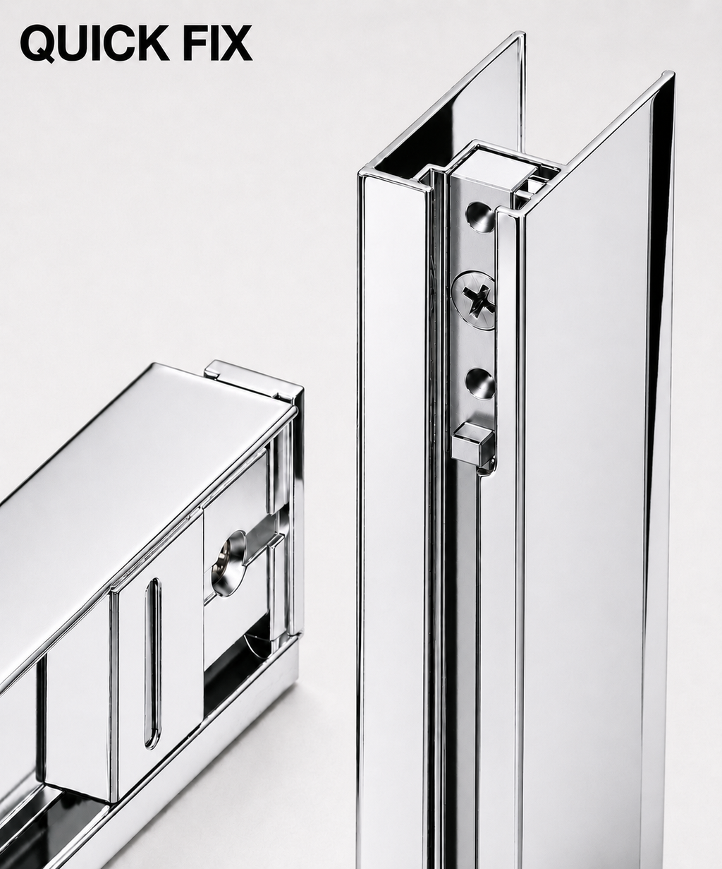 Solis 6mm Toughened Safety Glass Recessed Shower Sliding Door - Chrome