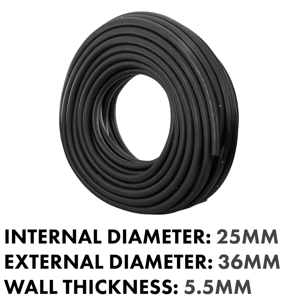 Rubber 25mm Braided Fuel, Oil Hose SAE J30 R6