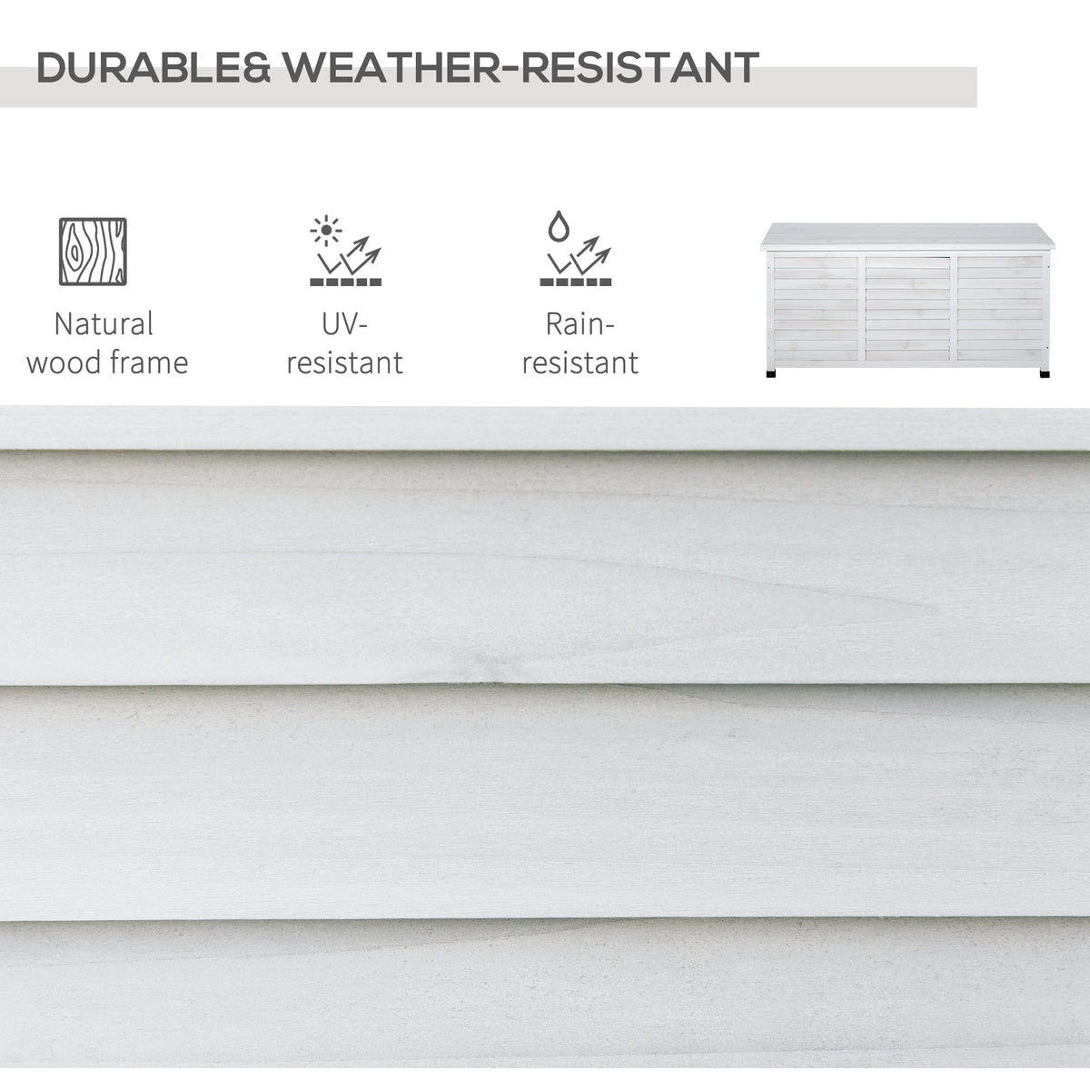 75 Gallon Wooden Deck Box with Weather-Resistant Finish, White