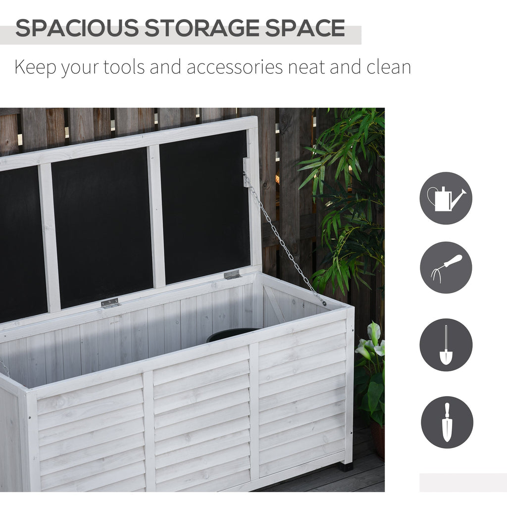 75 Gallon Wooden Deck Box with Weather-Resistant Finish, White