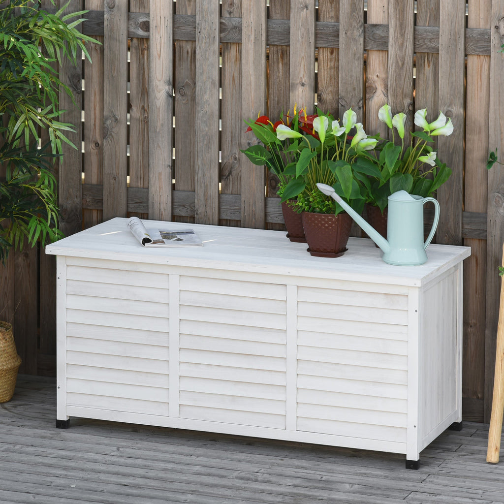 75 Gallon Wooden Deck Box with Weather-Resistant Finish, White