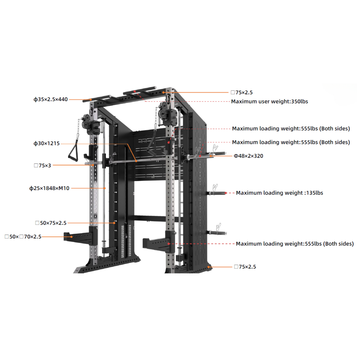 RMC GRAVIX Commercial RM7 Power Rack + Smith Machine Functional Trainer