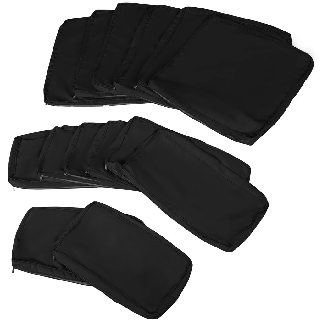 14pc Patio Rattan Sofa Set Cushion Cover Replacement Set, No Cushion Included, Black