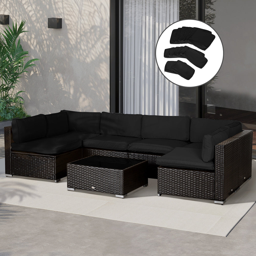 14pc Patio Rattan Sofa Set Cushion Cover Replacement Set, No Cushion Included, Black