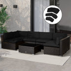 14pc Patio Rattan Sofa Set Cushion Cover Replacement Set, No Cushion Included, Black