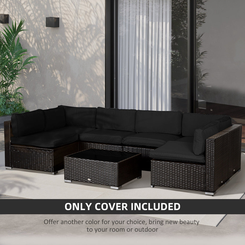 14pc Patio Rattan Sofa Set Cushion Cover Replacement Set, No Cushion Included, Black