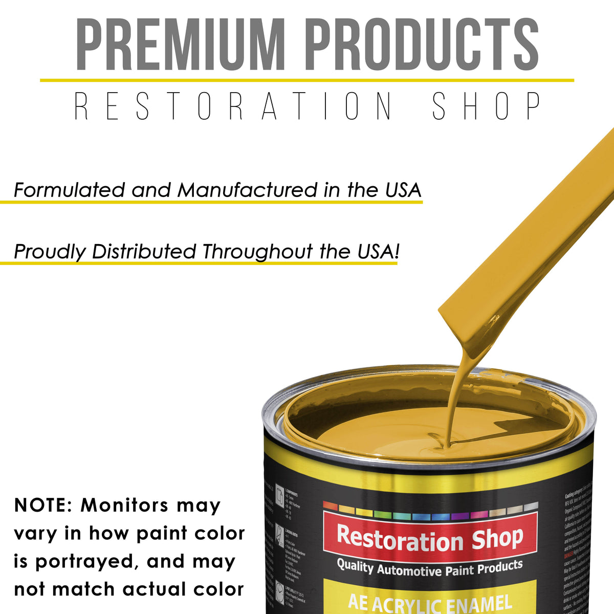 Citrus Yellow Acrylic Enamel Auto Paint - Complete Quart Paint Kit - Professional Single Stage Automotive Car Truck Coating, 8:1 Mix Ratio 2.8 VOC