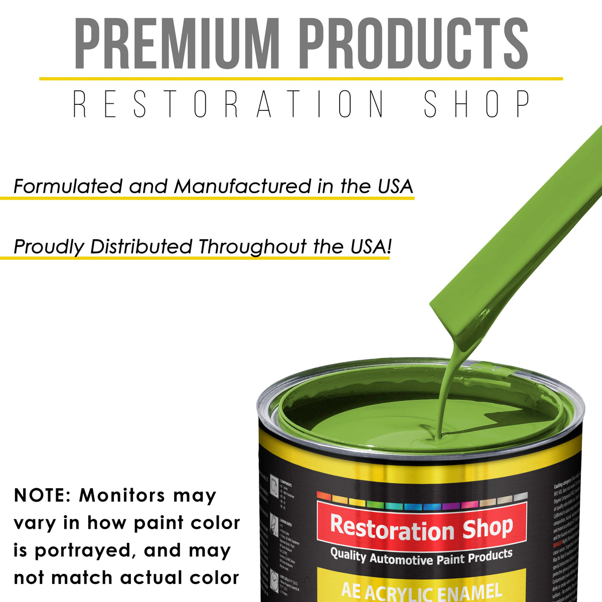 Sublime Green Acrylic Enamel Auto Paint - Complete Quart Paint Kit - Professional Single Stage Automotive Car Truck Coating, 8:1 Mix Ratio 2.8 VOC