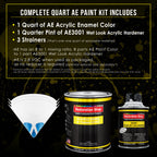 Olive Drab Green Acrylic Enamel Auto Paint - Complete Quart Paint Kit - Professional Single Stage Automotive Car Truck Coating, 8:1 Mix Ratio 2.8 VOC