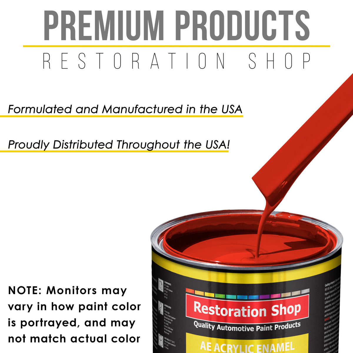 Tractor Red Acrylic Enamel Auto Paint - Complete Quart Paint Kit - Professional Single Stage Automotive Car Truck Coating, 8:1 Mix Ratio 2.8 VOC