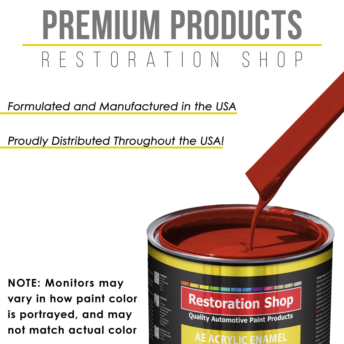 Scarlet Red Acrylic Enamel Auto Paint - Complete Gallon Paint Kit - Professional Single Stage Automotive Car Truck Coating, 8:1 Mix Ratio 2.8 VOC