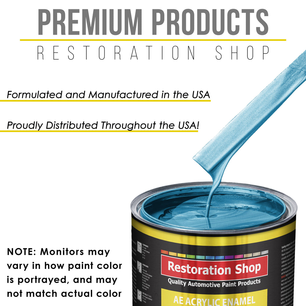 Electric Blue Metallic Acrylic Enamel Auto Paint - Complete Quart Paint Kit - Professional Single Stage Automotive Car Coating, 8:1 Mix Ratio 2.8 VOC