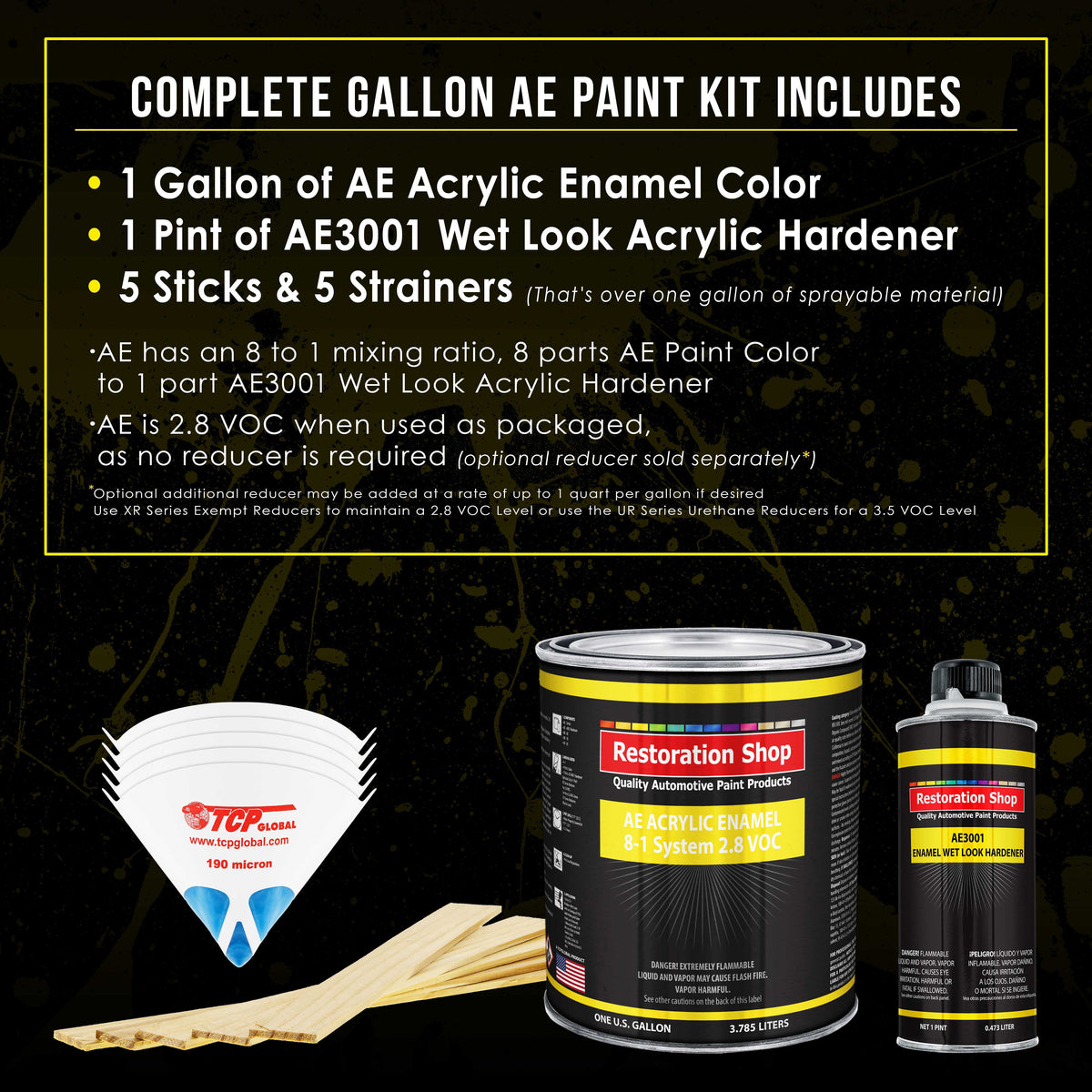 Viper Blue Metallic Acrylic Enamel Auto Paint - Complete Gallon Paint Kit - Professional Single Stage Automotive Car Coating, 8:1 Mix Ratio 2.8 VOC