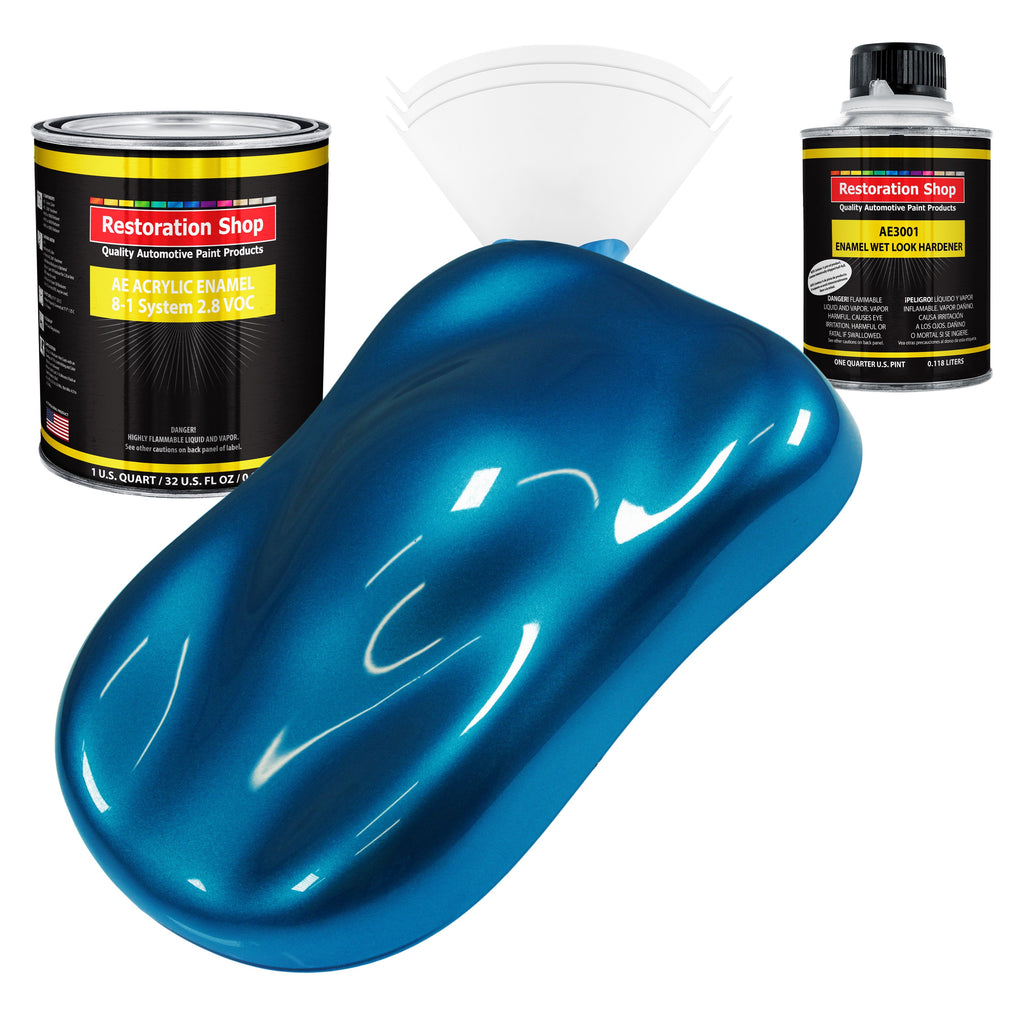 Cruise Night Blue Metallic Acrylic Enamel Auto Paint - Complete Quart Paint Kit - Pro Single Stage Automotive Car Truck Coating 8:1 Mix Ratio 2.8 VOC