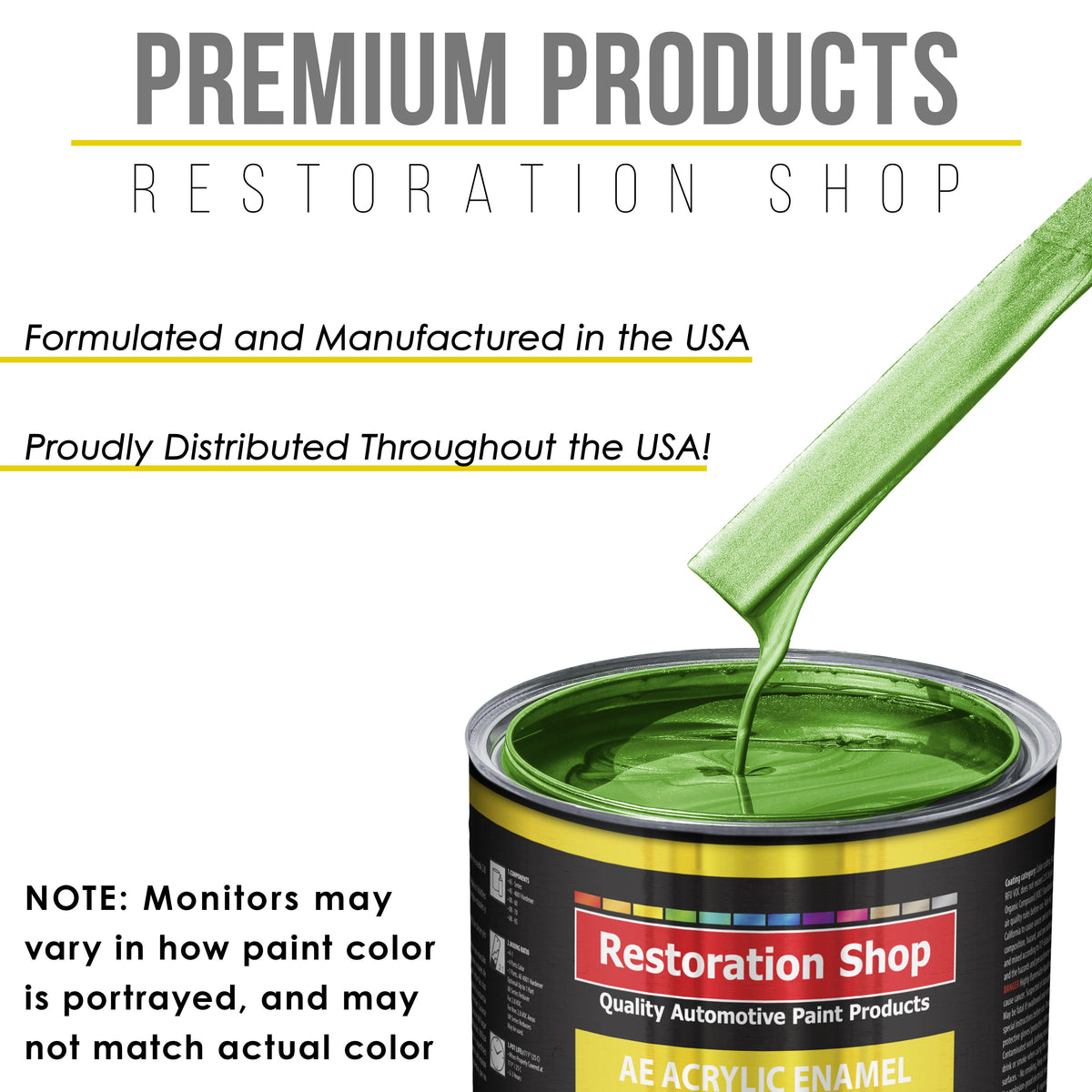 Firemist Lime Acrylic Enamel Auto Paint - Complete Quart Paint Kit - Professional Single Stage Automotive Car Truck Coating, 8:1 Mix Ratio 2.8 VOC