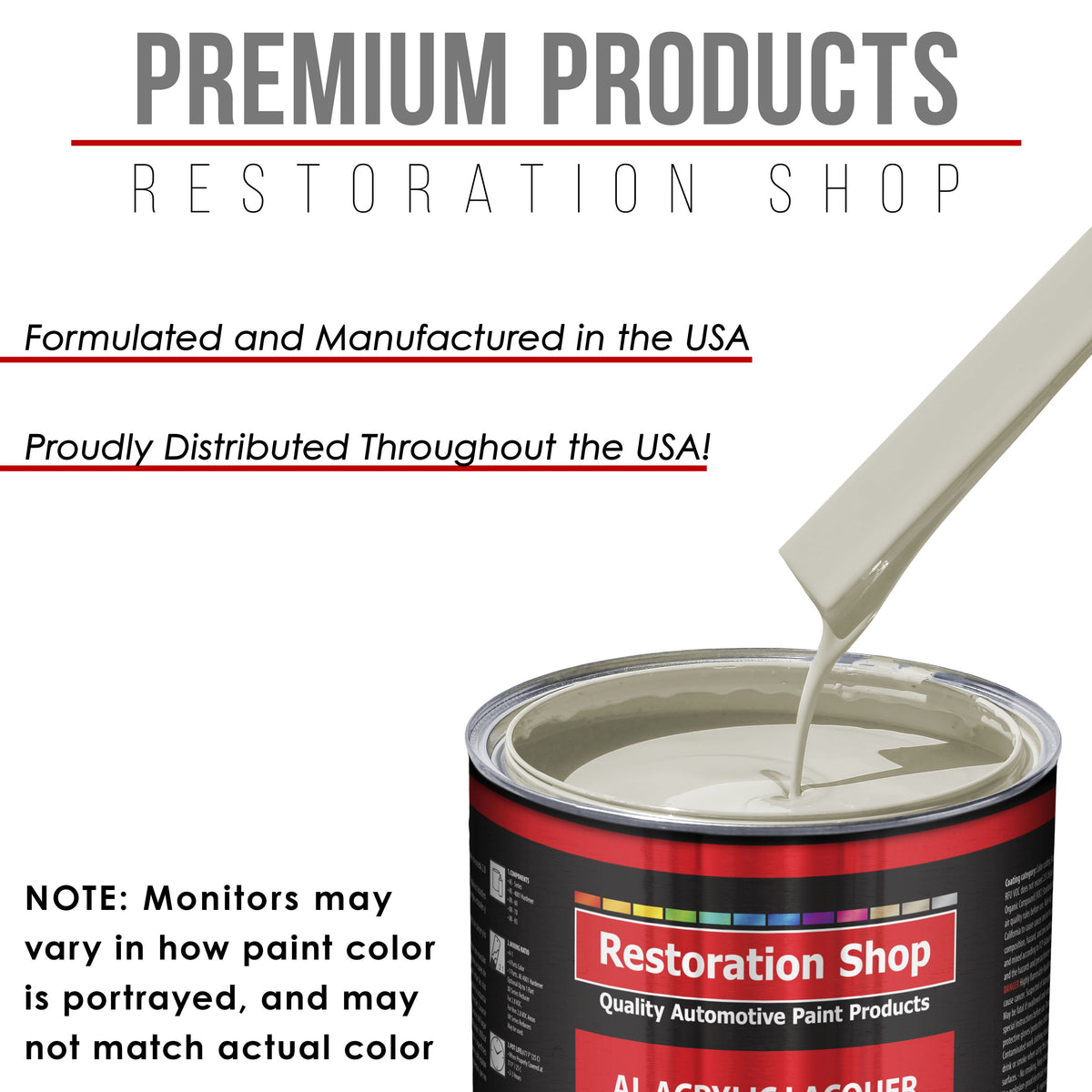Ermine White - Acrylic Lacquer Auto Paint - Complete Gallon Paint Kit with Slow Dry Thinner - Professional Automotive Car Truck Refinish Coating