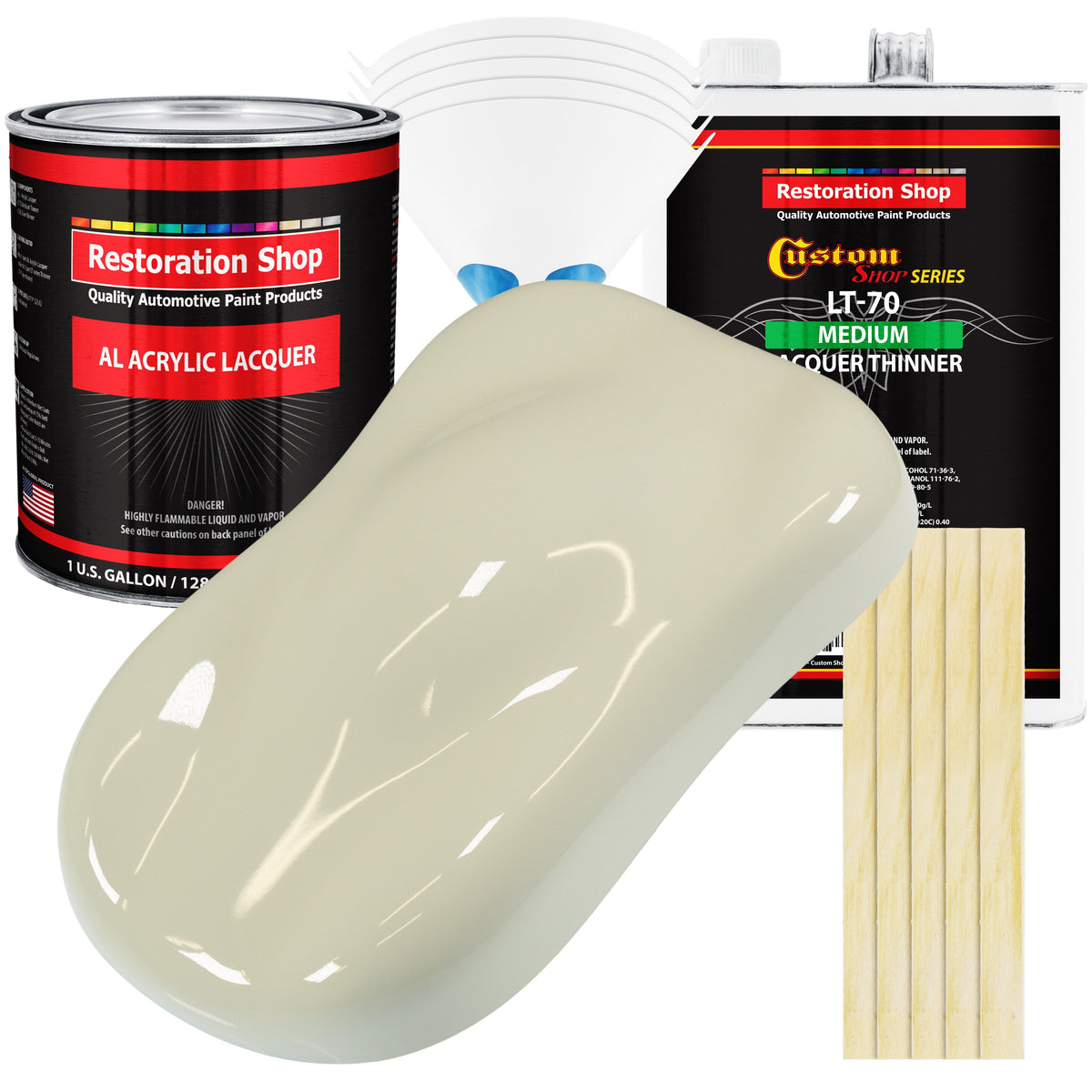Grand Prix White - Acrylic Lacquer Auto Paint - Complete Gallon Paint Kit with Medium Thinner - Professional Automotive Car Truck Refinish Coating