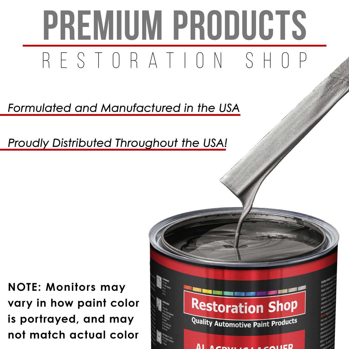 Chop Top Silver Metallic - Acrylic Lacquer Auto Paint - Complete Gallon Paint Kit with Slow Dry Thinner - Pro Automotive Car Truck Refinish Coating