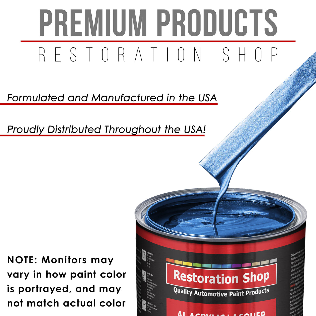 Viper Blue Metallic - Acrylic Lacquer Auto Paint - Complete Gallon Paint Kit with Slow Dry Thinner - Pro Automotive Car Truck Guitar Refinish Coating