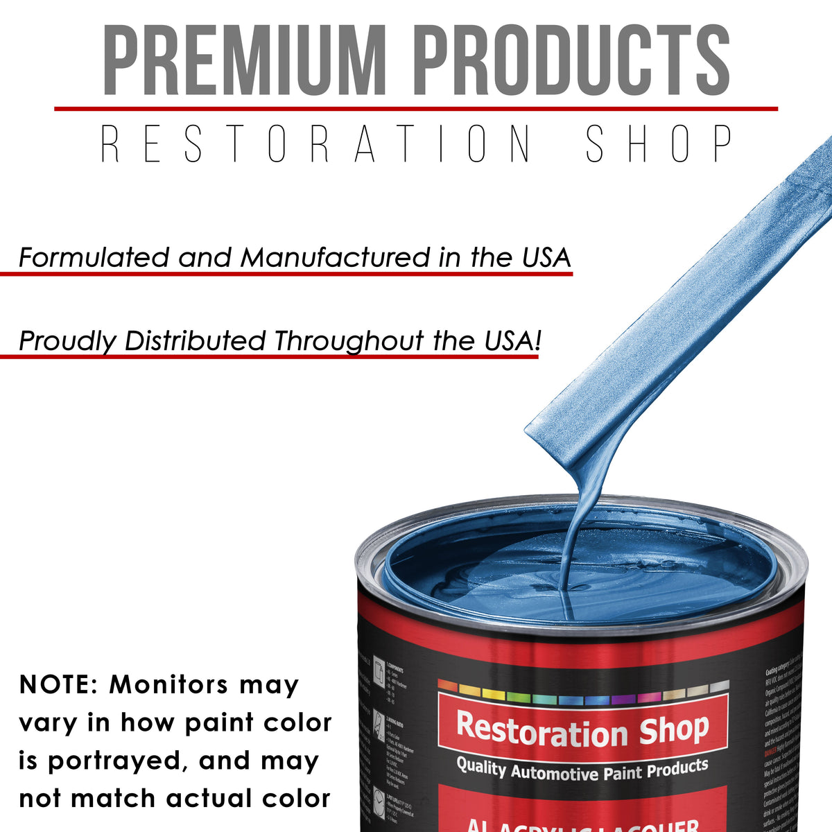 Intense Blue Metallic - Acrylic Lacquer Auto Paint - Complete Gallon Paint Kit with Slow Dry Thinner - Pro Automotive Car Truck Refinish Coating