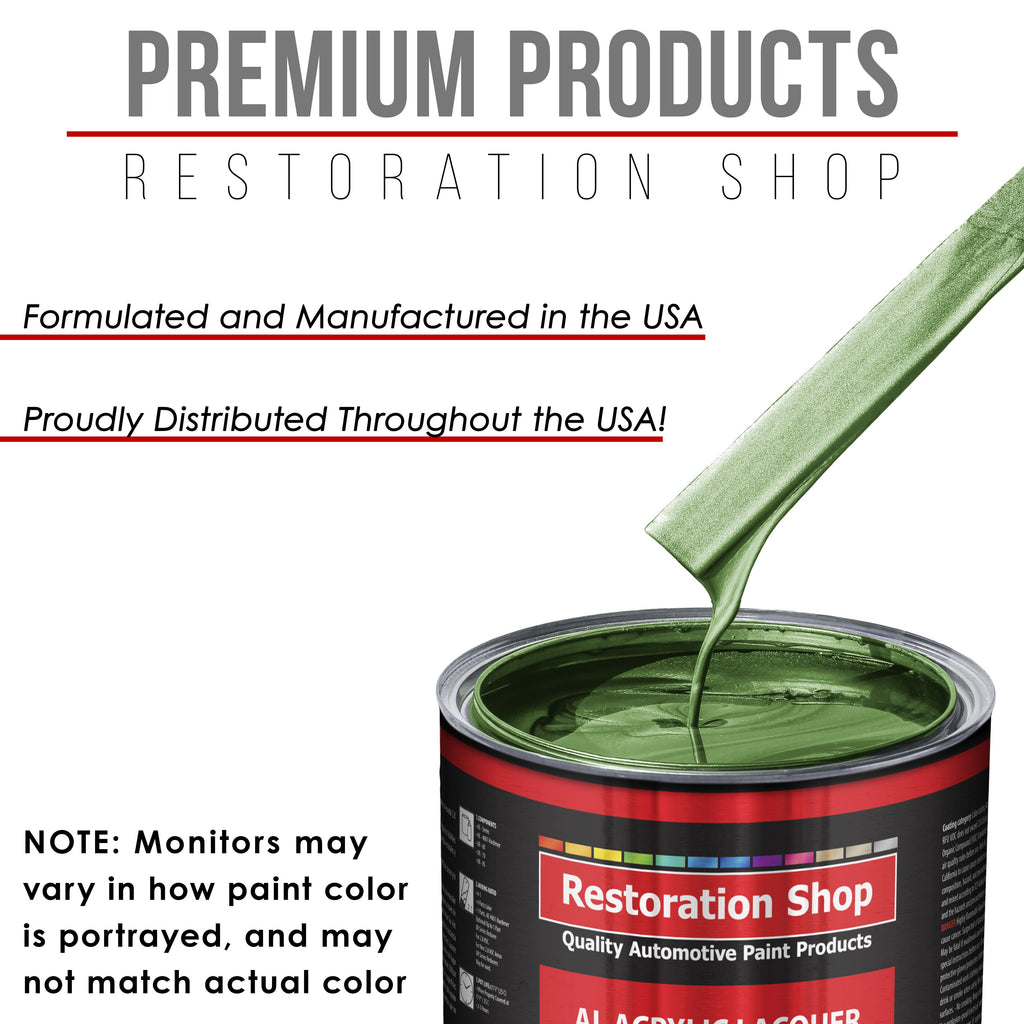 Medium Green Metallic - Acrylic Lacquer Auto Paint - Complete Gallon Paint Kit with Slow Dry Thinner - Pro Automotive Car Truck Refinish Coating