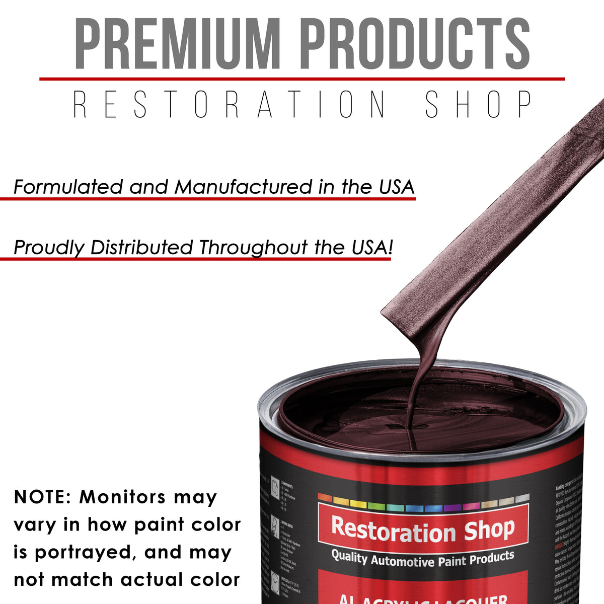 Molten Red Metallic - Acrylic Lacquer Auto Paint - Complete Gallon Paint Kit with Slow Dry Thinner - Pro Automotive Car Truck Guitar Refinish Coating