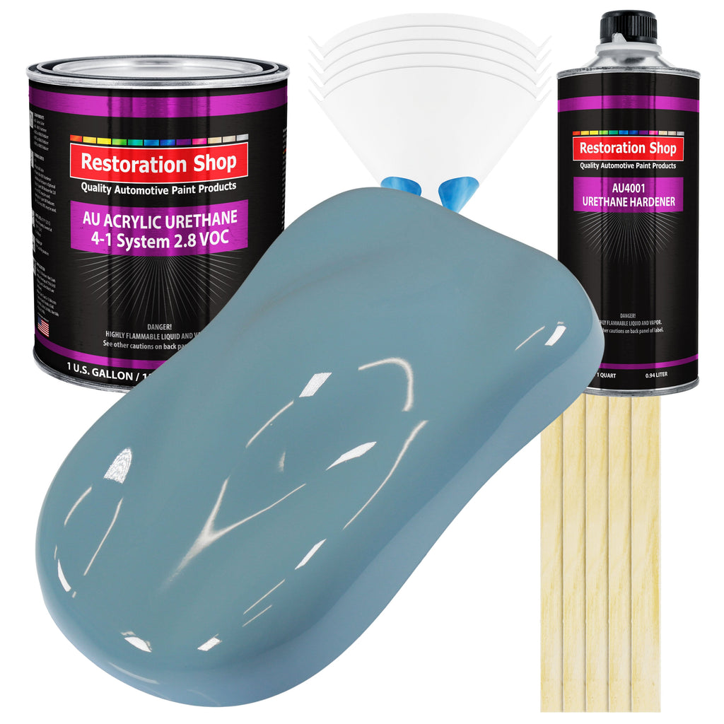 Glacier Blue Acrylic Urethane Auto Paint - Complete Gallon Paint Kit - Professional Single Stage Automotive Car Truck Coating, 4:1 Mix Ratio 2.8 VOC