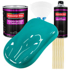 Deep Aqua Acrylic Urethane Auto Paint - Complete Gallon Paint Kit - Professional Single Stage Gloss Automotive Car Truck Coating 4:1 Mix Ratio 2.8 VOC