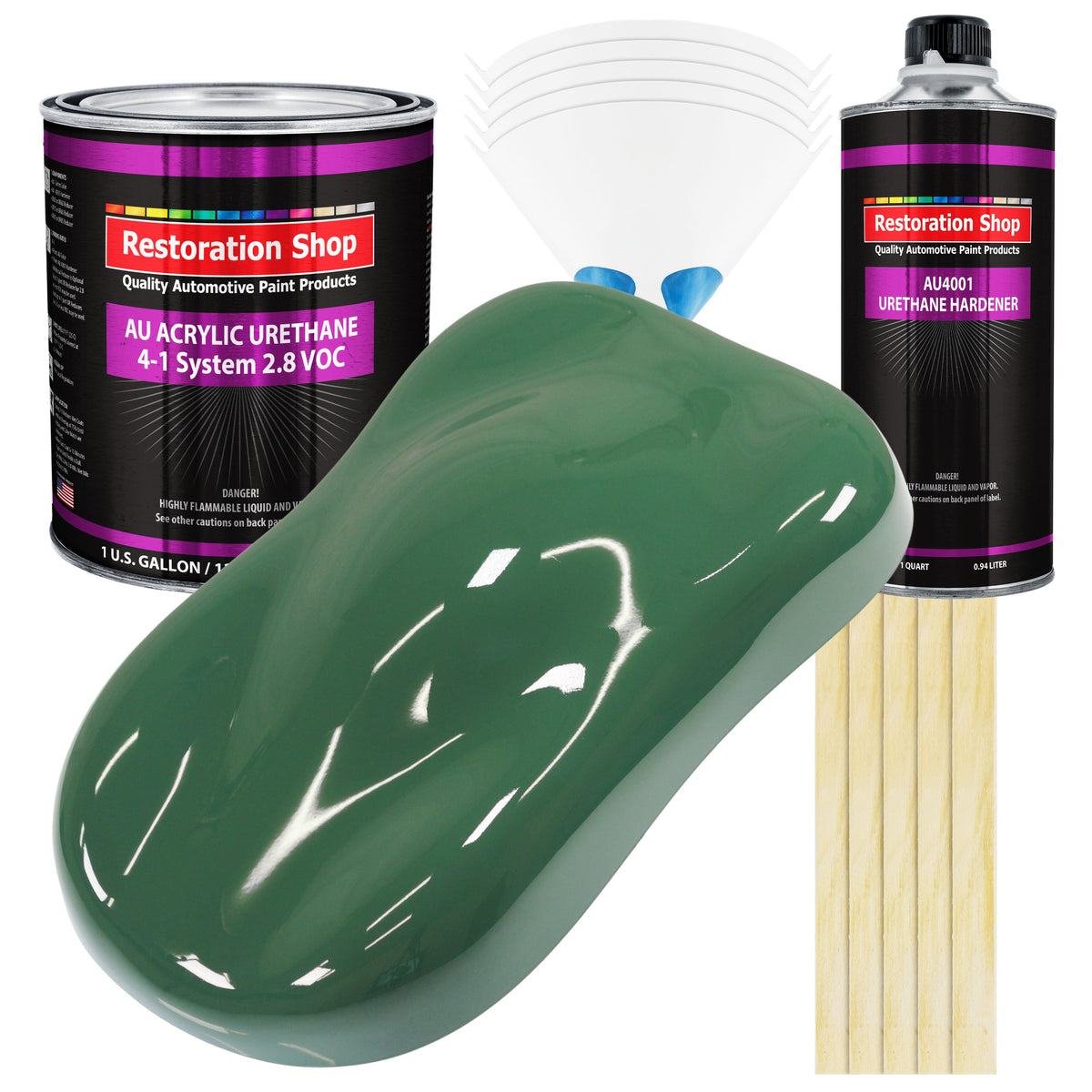 Transport Green Acrylic Urethane Auto Paint - Complete Gallon Paint Kit - Professional Single Stage Automotive Car Truck Coating 4:1 Mix Ratio 2.8 VOC