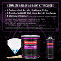 Dark Charcoal Metallic Acrylic Urethane Auto Paint (Complete Gallon Paint Kit) Professional Single Stage Automotive Car Coating, 4:1 Mix Ratio 2.8 VOC