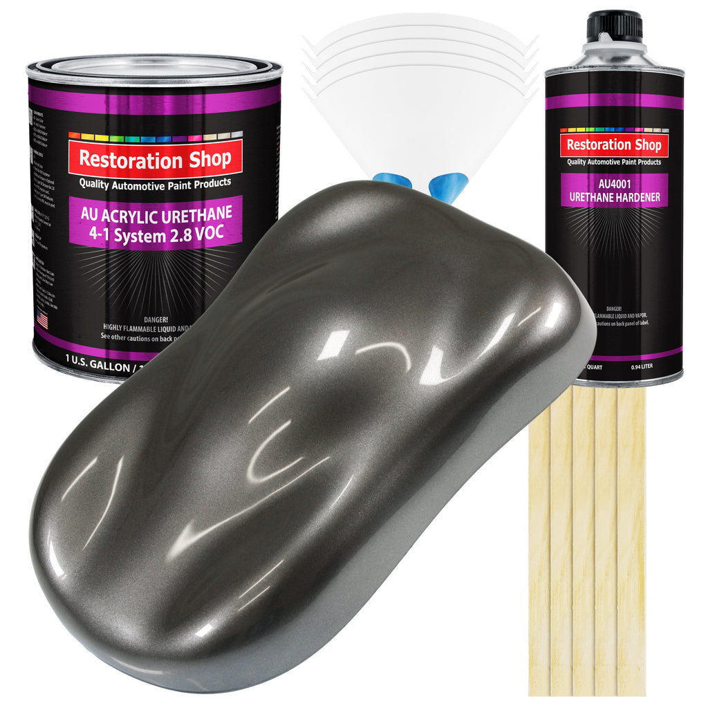 Chop Top Silver Metallic Acrylic Urethane Auto Paint - Complete Gallon Paint Kit - Pro Single Stage Automotive Car Truck Coating 4:1 Mix Ratio 2.8 VOC