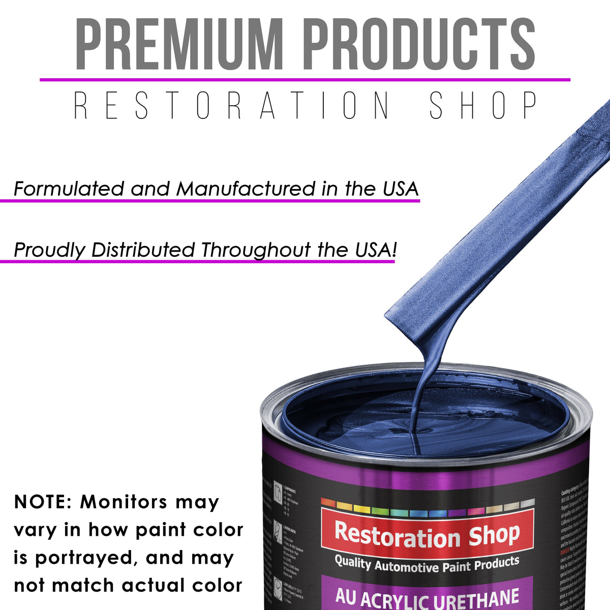 Daytona Blue Metallic Acrylic Urethane Auto Paint - Complete Gallon Paint Kit - Professional Single Stage Automotive Car Coating 4:1 Mix Ratio 2.8 VOC