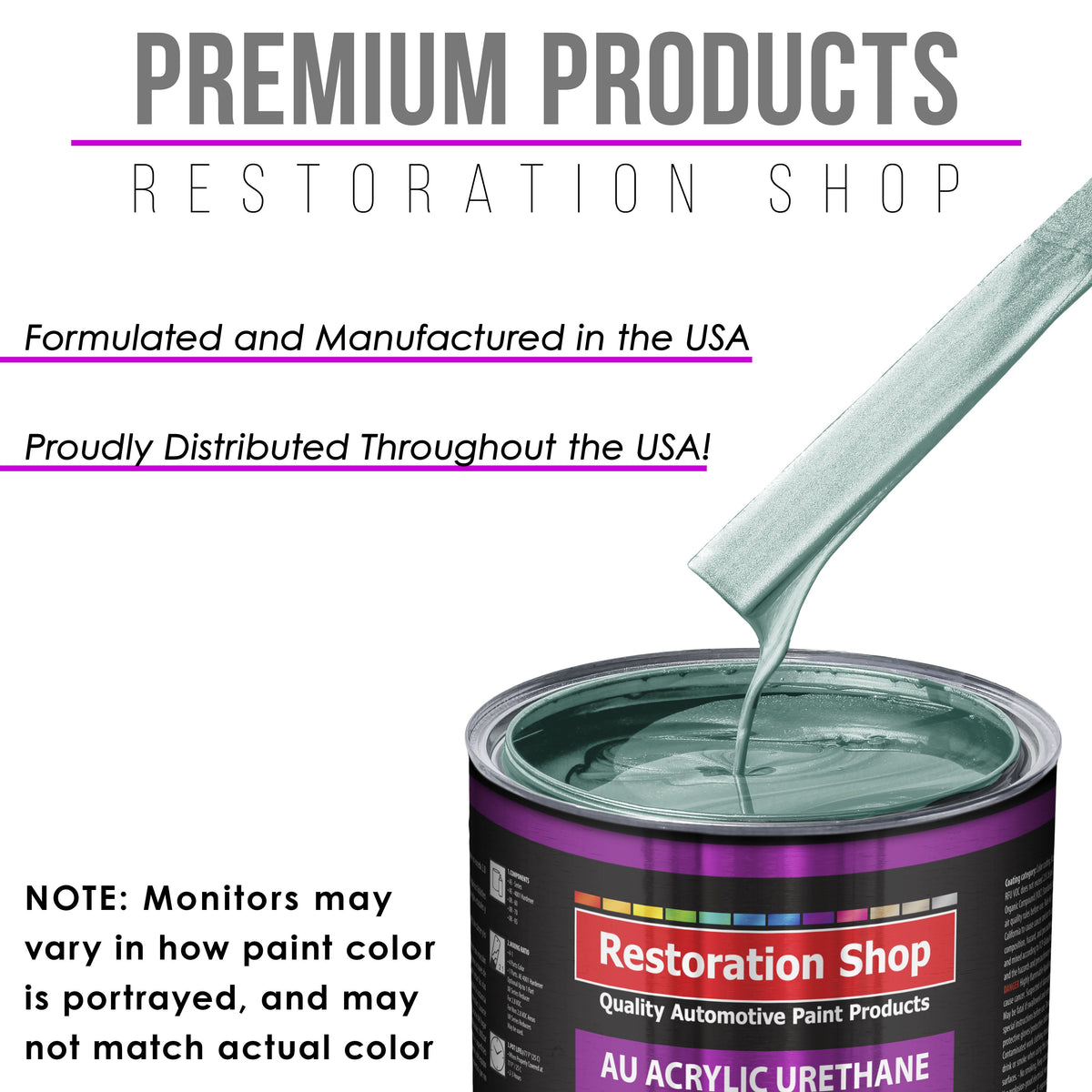 Silver Aqua Metallic Acrylic Urethane Auto Paint - Complete Gallon Paint Kit - Professional Single Stage Automotive Car Coating, 4:1 Mix Ratio 2.8 VOC