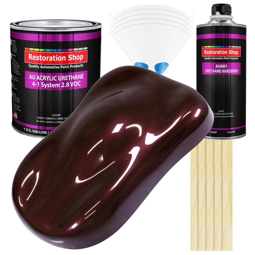 Molten Red Metallic Acrylic Urethane Auto Paint - Complete Gallon Paint Kit - Professional Single Stage Automotive Car Coating, 4:1 Mix Ratio 2.8 VOC