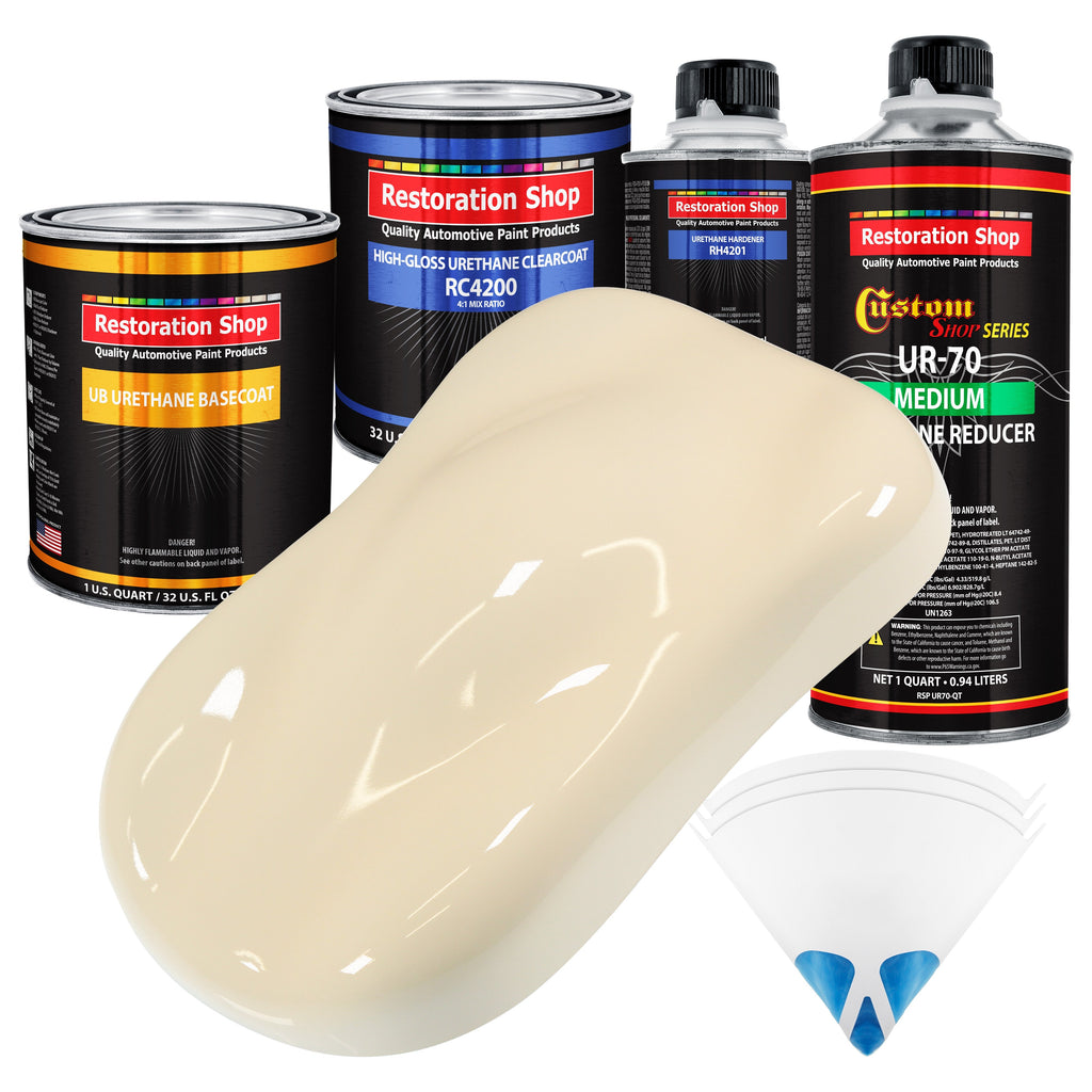 Wimbledon White - Urethane Basecoat with Clearcoat Auto Paint - Complete Medium Quart Paint Kit - Professional High Gloss Automotive Car Truck Coating