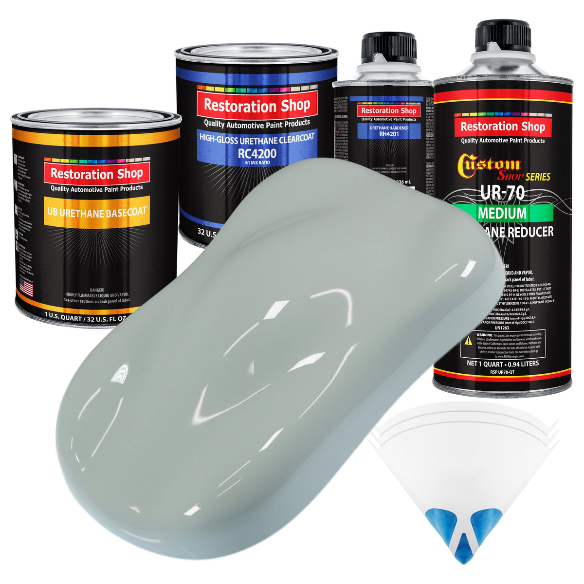 Fleet White - Urethane Basecoat with Clearcoat Auto Paint - Complete Medium Quart Paint Kit - Professional High Gloss Automotive, Car, Truck Coating