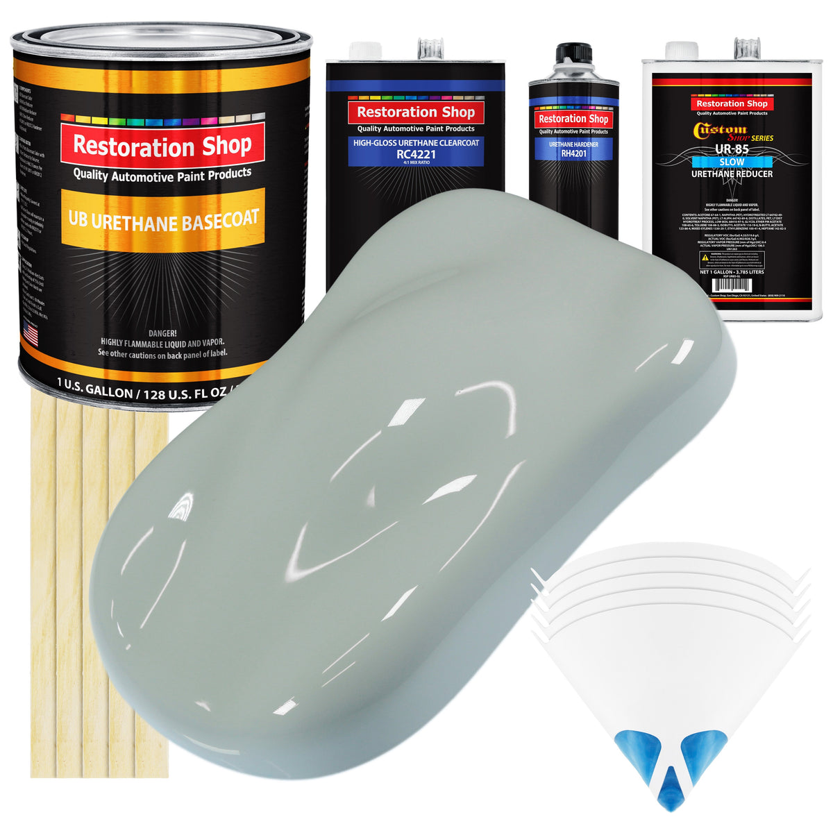 Fleet White - Urethane Basecoat with Clearcoat Auto Paint - Complete Slow Gallon Paint Kit - Professional High Gloss Automotive, Car, Truck Coating