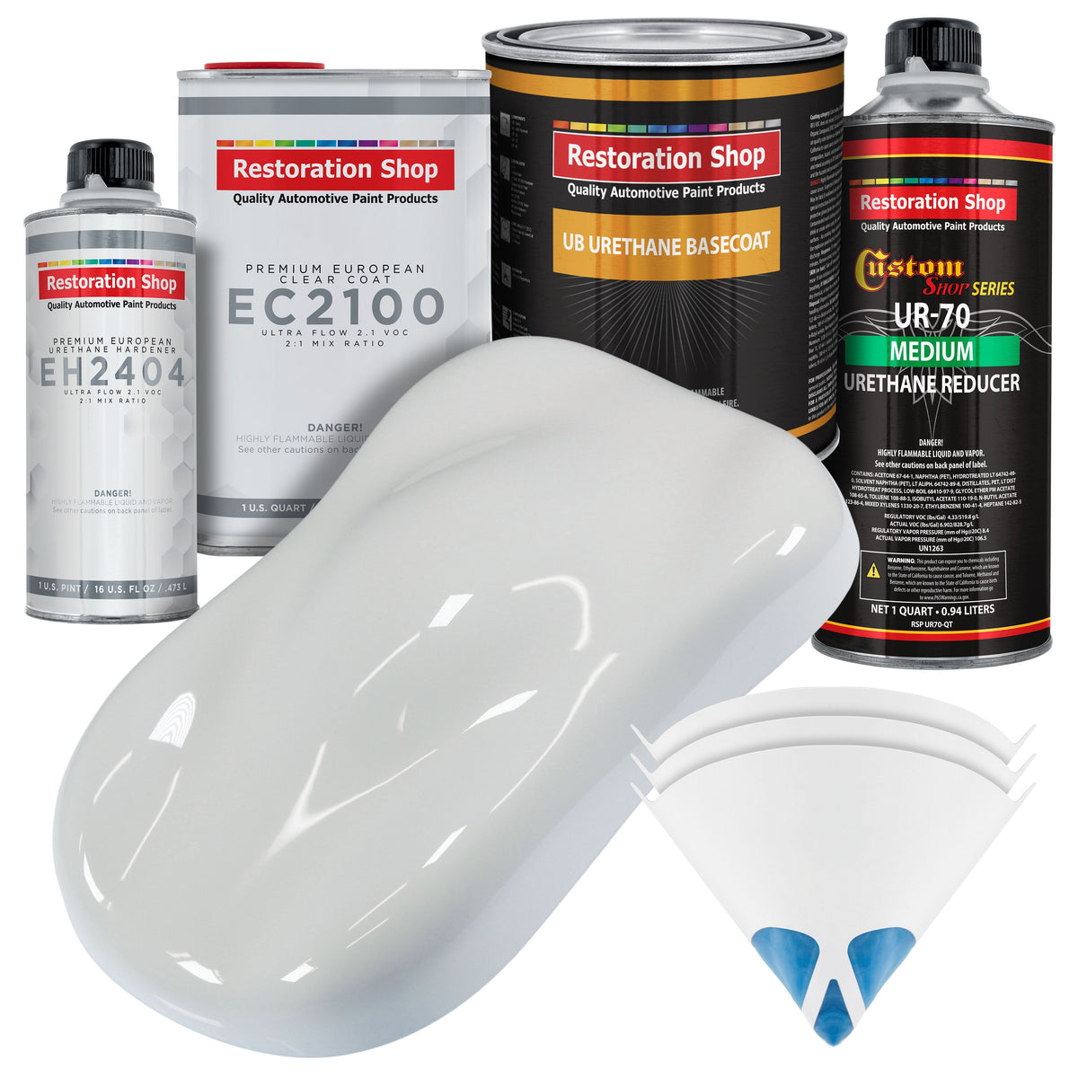 Championship White Urethane Basecoat with European Clearcoat Auto Paint - Complete Quart Paint Color Kit - Automotive Refinish Coating