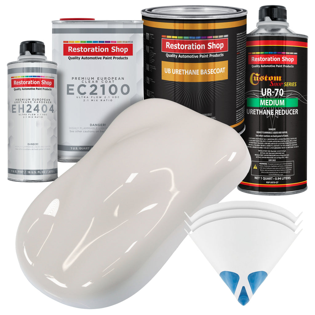 Oxford White Urethane Basecoat with European Clearcoat Auto Paint - Complete Quart Paint Color Kit - Automotive Refinish Coating