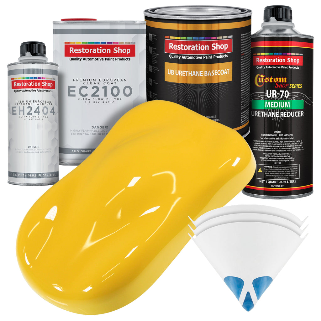 Sunshine Yellow Urethane Basecoat with European Clearcoat Auto Paint - Complete Quart Paint Color Kit - Automotive Refinish Coating
